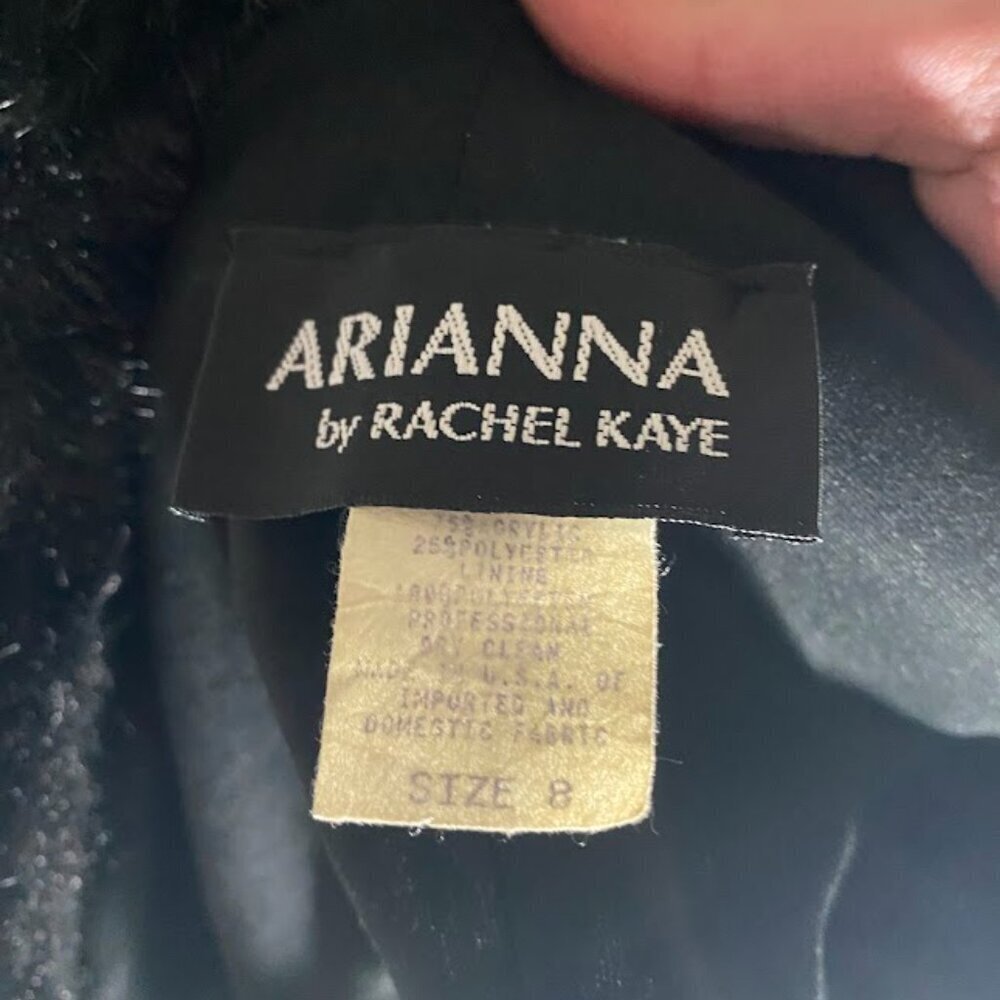 Arianna by Rachel Kaye Black Velvet Fur One Shoulder Dress - Picture 5 of 5